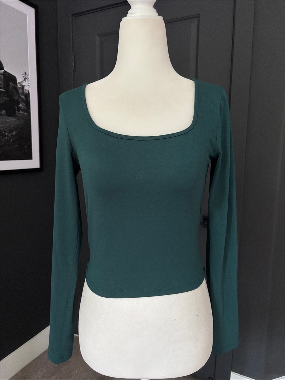HOLLISTER Women’s Square Neck Long Sleeve Top - Teal Green